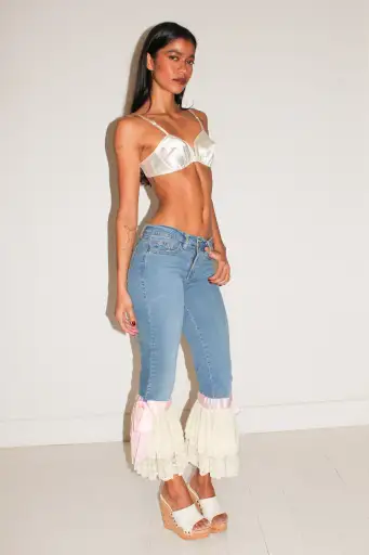 Dolce & Gabbana <br> D&G S/S 2000 runway ruffled lace jeans