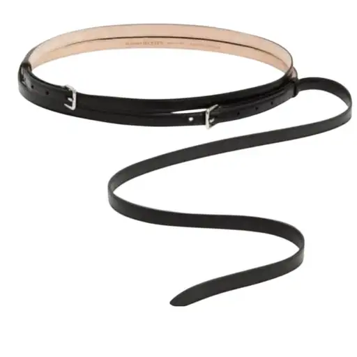 Auth‎ Alexander McQueen Black Leather Double Wrap Belt Made in Italy Sz 70 NEW