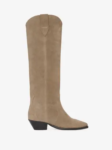 Isabel Marant Denvee Taupe Suede Knee High Western Boots EU 39
