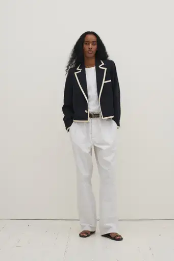Ysl Navy Cropped Coat
