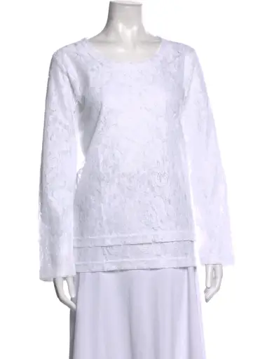 Lace Pattern Crew Neck Top