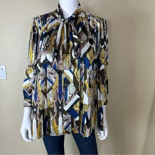 Just Cavalli Sz 38 Blouse Tie Neck Pleated