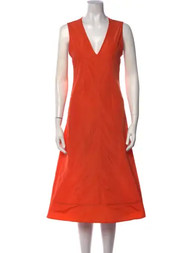 V-Neck Midi Length Dress