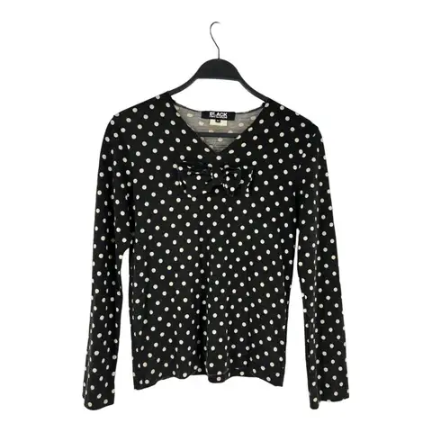BLACK COMME des GARCONS/Sweater/M/Polka dot/Wool/BLK/POLKA DOT BOW V NECK