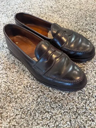 Alden Men's Penny Loafers in Dark Brown Leather