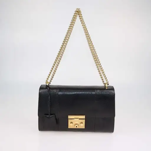 Gucci Black Python Medium Padlock Shoulder Bag