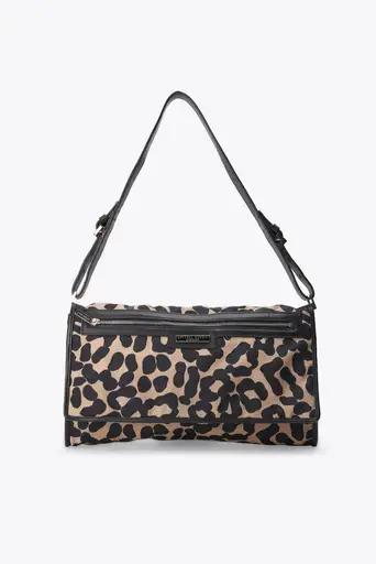 Vintage Bottega Veneta Leopard Print Canvas Shoulder Bag