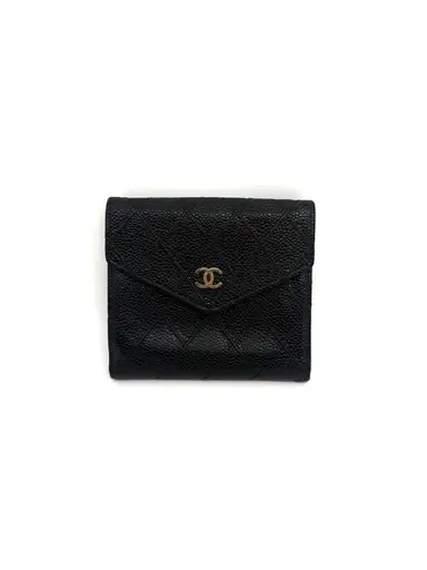 Chanel Trifold Compact Wallet Caviar Leather