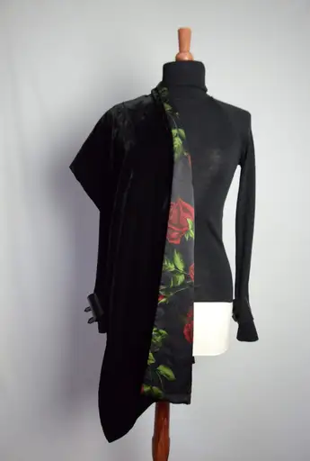 Dolce & Gabbana rose print and velvet scarf