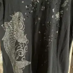 CLONE DEVGRU 鯉 桜 ラメプリント Tシャツ ブラック XL 和柄