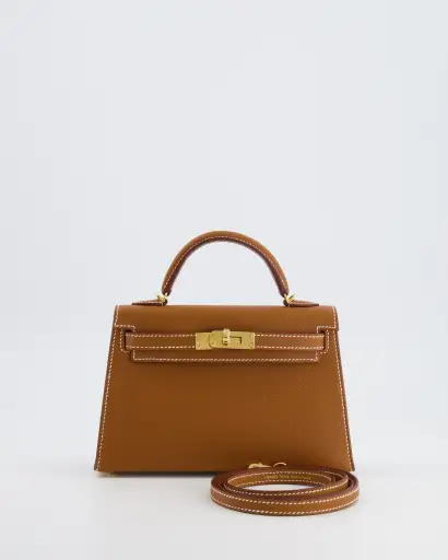 Hermès Mini Kelly II Bag in Gold Epsom Leather with Gold Hardware