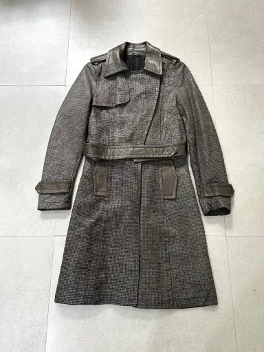 Giorgio Brato 2000s Python Embossed Belted Leather Coat