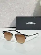 Chrome Hearts VERTICAL II Sunglasses Tortoise Silver Brown Purple Gradient Lens