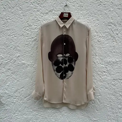 Beige Shirt with Mask Motif