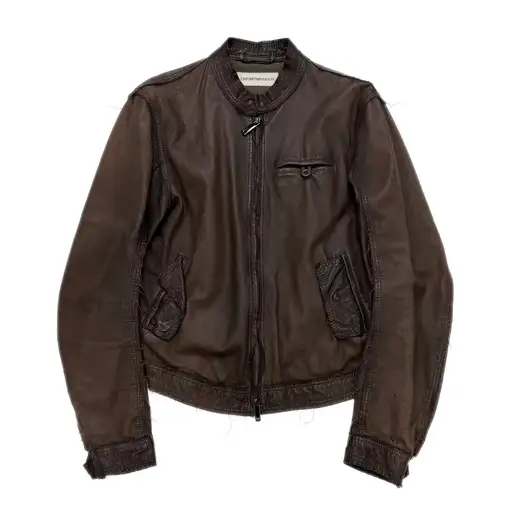 2005AW Emporio Armani Distressed Leather Jacket