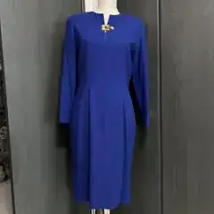CELINE セリーヌ ヴィンテージ ゴールドロゴ ブルー ワンピース