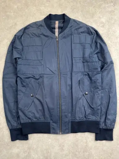 Damir Doma Slate Blue Nylon Multi-Pocket Bomber Jacket