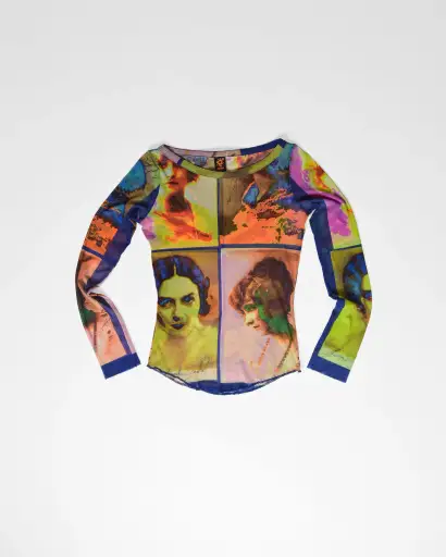 2002 SOLEIL POP ART LONG SLEEVE MESH TOP