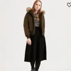ユニクロ★UNIQLOスフレヤーンフレアスカート黒S ニット