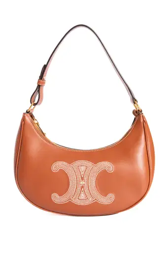 CELINE Tan Leather Stitched Triomphe Ava Bag