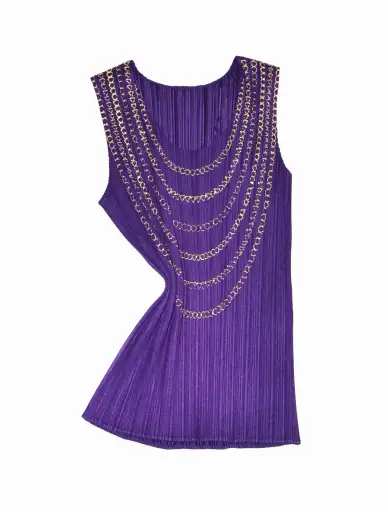 PLEATS PLEASE 2000s Issey Miyake Trompe-L'oeil Plum Top