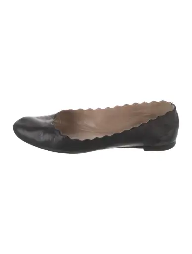 Leather Scalloped Accent Ballet Flats