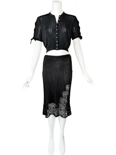 John Galliano S/S 1999 Knit Top & Skirt Dress Set