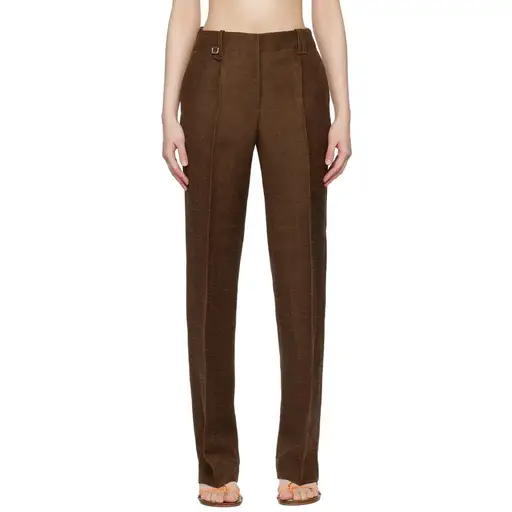 Jacquemus Le Raphia Le Pantalon Cordao Trousers 34 Brown Jute Silk Dress Pants