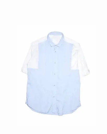 White Mountaineering Triple Paneled Blue/White Switching Shirt