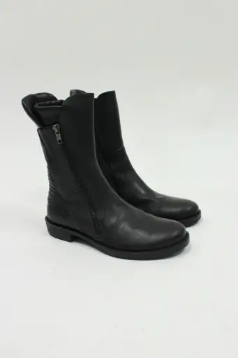 S/S16 Ann Demeulemester Vitello Olio Nero Biker Boots
