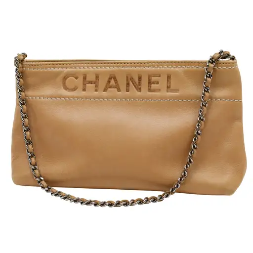 Chanel LAX Pochette Ladies Leather Clutch Bag - Beige