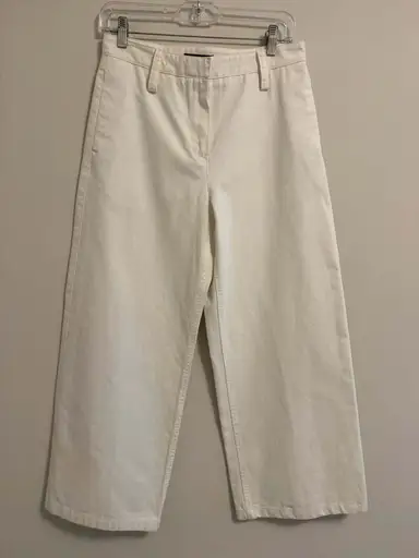The Row White Cotton Wide-Leg Cropped Pants – Size 0