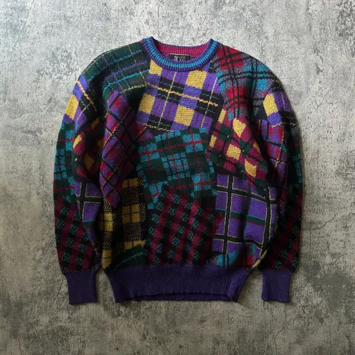 1990s Patchwork Knitted Sweater