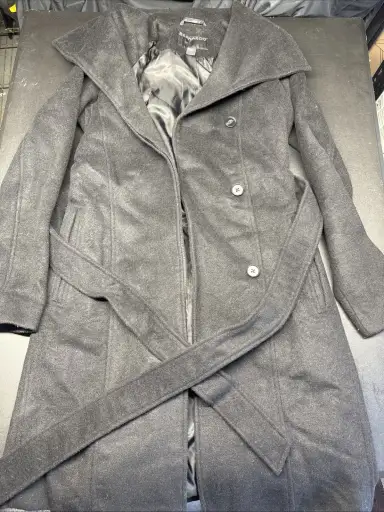 black Bernardo brand wool blend wrap coat Sz XS