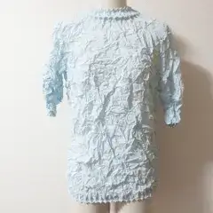 26SS Haat ハート イッセイミヤケ Kumo Shibori Top カットソー HA61FJ514 サイズ2 ライトブルー レディース 春 夏 中古 古着 USED 良品