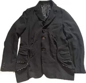最終値下げ！BLACK COMME des GARCONS ポリ縮　スラッシュ加工ジャケット1N-J023 ブラックコムデギャルソン　XL