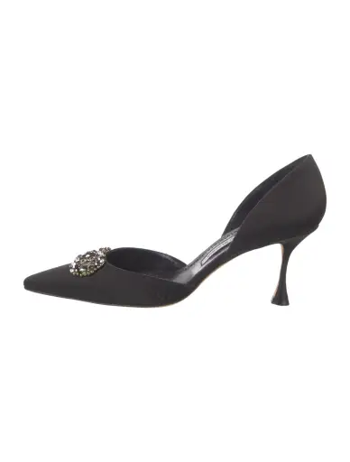 Satin Crystal Embellishments D'Orsay Pumps
