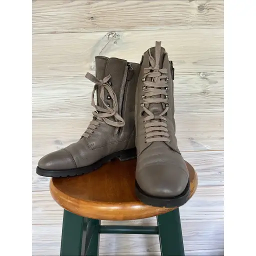 IN BOX RETIRED STYLE Manolo Blahnik Sherpa Lined Leather Lace-Up Combat Boots