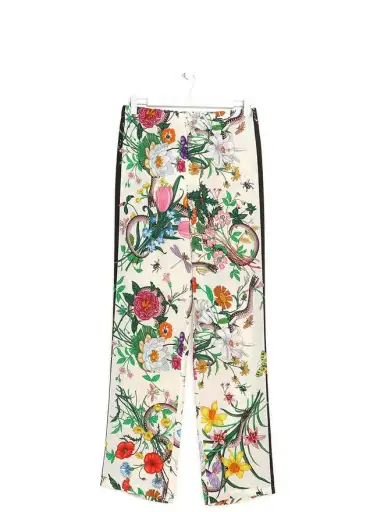 GUCCI Pantalon en Soie à Motif Floral