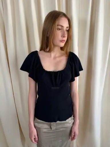 Prada cashmere & silk flutter sleeve top
