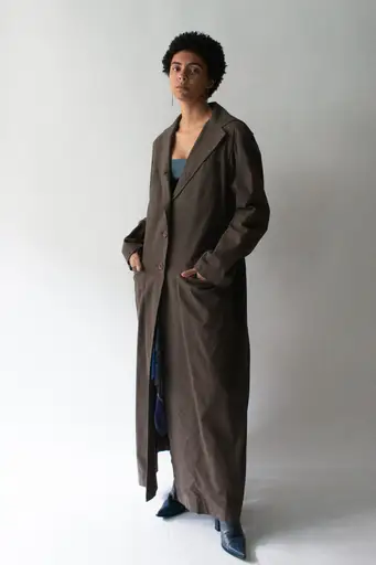 Issey Miyake Fall 1999 Green Cotton "Twisted" Maxi Coat