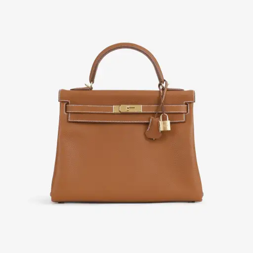Hermès Kelly 32 - Fauve Barenia Faubourg | Gold Hardware