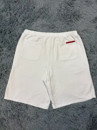 Prada Sport 2010 Red Tab Baggy White Cotton Jogger Shorts - L