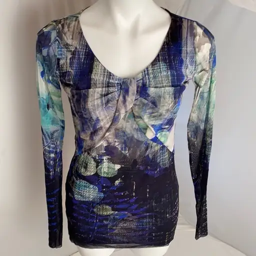 Fuzzi Jean Paul Gaultier Polinesia multicolor floral stretch long sleeve top