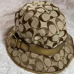 【人気】定番 COACH コーチ シグネチャー バケットハット ゴールド M/L