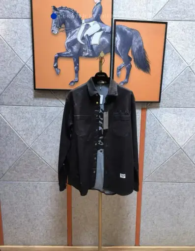 Black Embroidered Denim Shirt Jacket