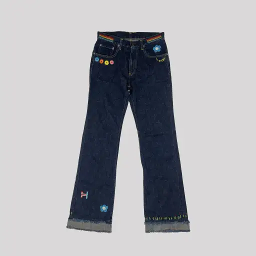 90's Hysteric Glamour Embroidered Jeans with Flowers and Ladybug - w29"