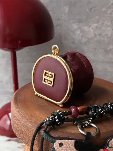 Givenchy Vintage Mini Coin Purse ❤️｜Burgundy Leather・Gold Frame・Jewelry Box Inspired