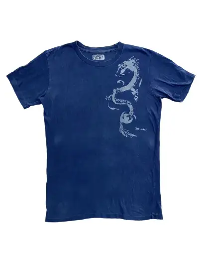 1990s Blue Blue Japan Okura Seilin Dragons indigo tee