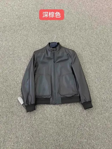 ZZEGNA Men's Brown Leather Jacket